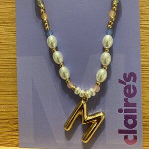 "M" Initial Bubble Letter Necklace